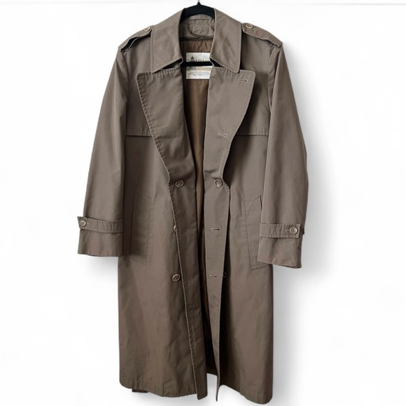 Vintage London Fog Double Breasted Trench Coat Size 36 S Tie Belt Unisex Tan - Picture 3 of 14